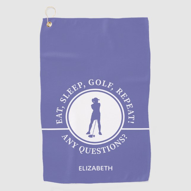 Serviette De Golf Golfer Silhouette Sports Périwinkle Blue Funny (Devant)
