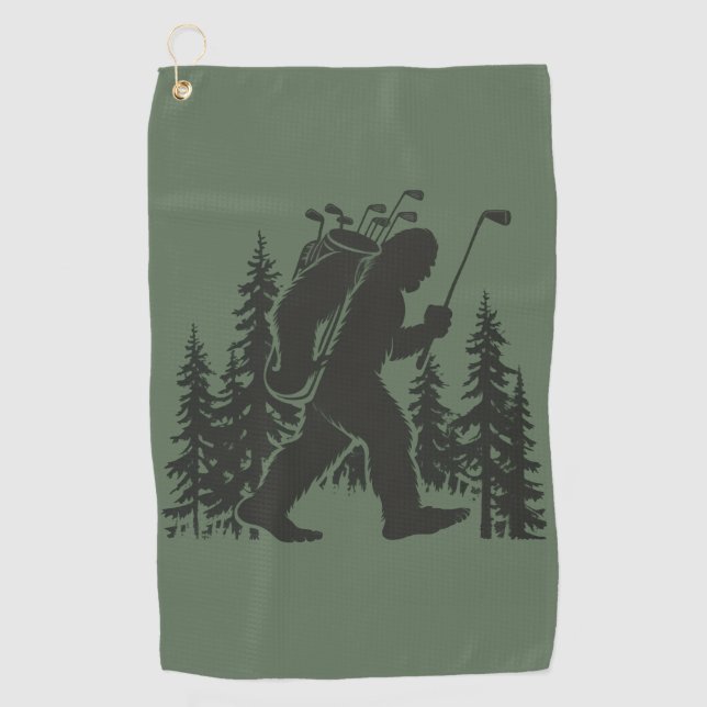 Serviette De Golf Golfeur Bigfoot Arbre Drôle Sasquatch Golf Golf (Devant)