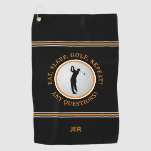 Serviette De Golf Golfeur Drôle Homme Sportif Pro Golf Noir Orange