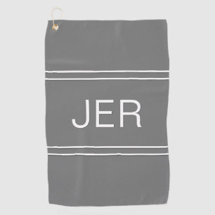 Serviette De Golf Golfeur élégant moderne gris monogrammé