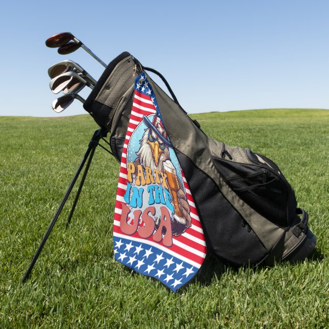 Serviette De Golf GOLFEUR Fête aux États-Unis (Vert)