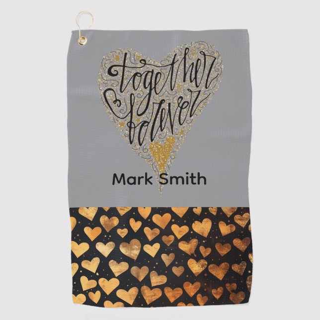 Serviette De Golf Golfeur Joyeuse Saint-Valentin avec amour (Devant)