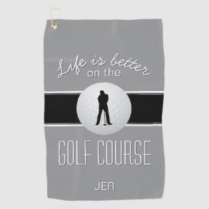 Serviette De Golf Golfeur Monogramme Golf Sports Citation Gris Migno