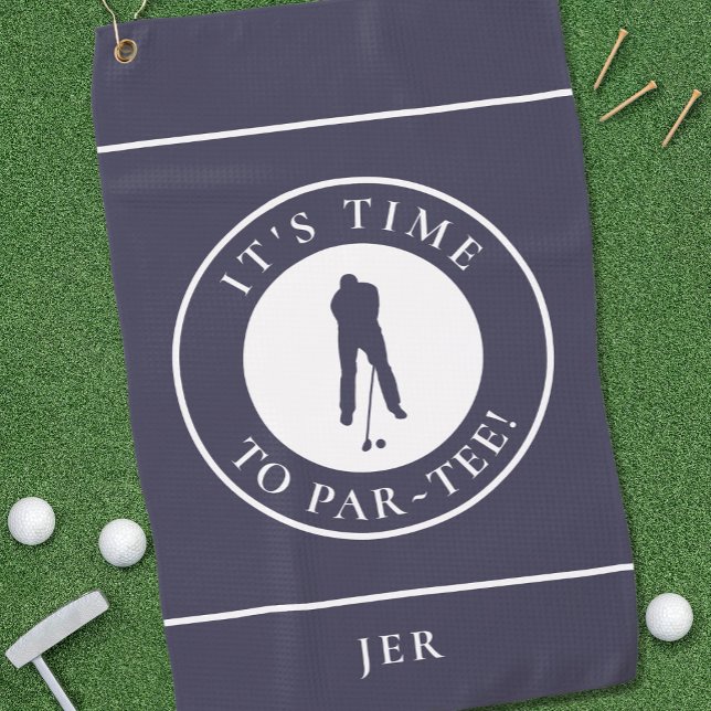 Serviette De Golf Golfeur Par Tee Humour Drôle Monogramme Bleu Pour  (Créateur téléchargé)