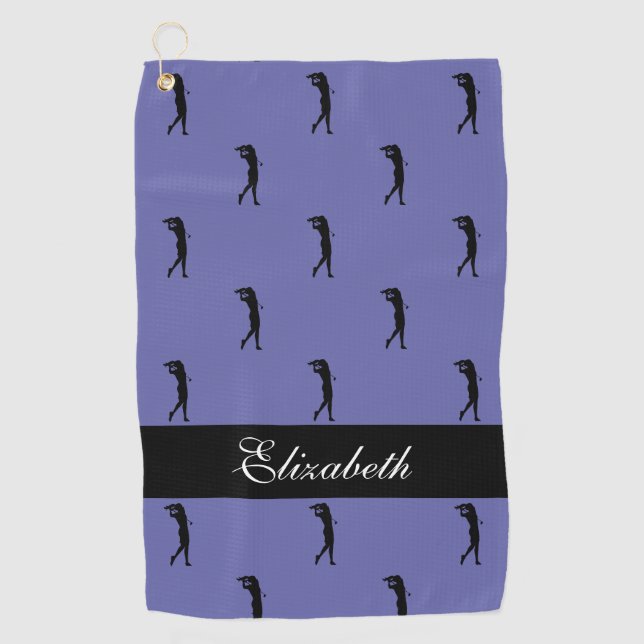 Serviette De Golf Golfeuse Pro Sports Bleue Nom de Femme (Devant)