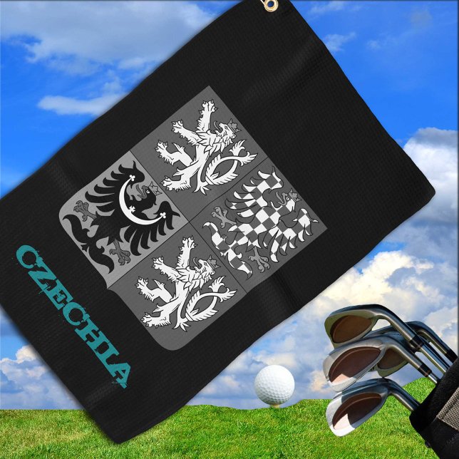 Serviette De Golf Golfing République tchèque & blason tchèque / drap (Créateur téléchargé)