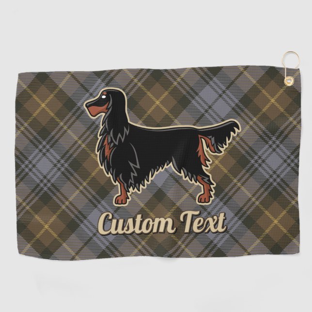 Serviette De Golf Gordon Setter sur Patiné Gordon Tartan (Horizontal)