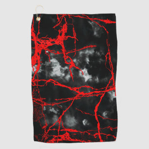 Serviette De Golf Goth nocturne d'horreur - Noir et Blanc, Rouge