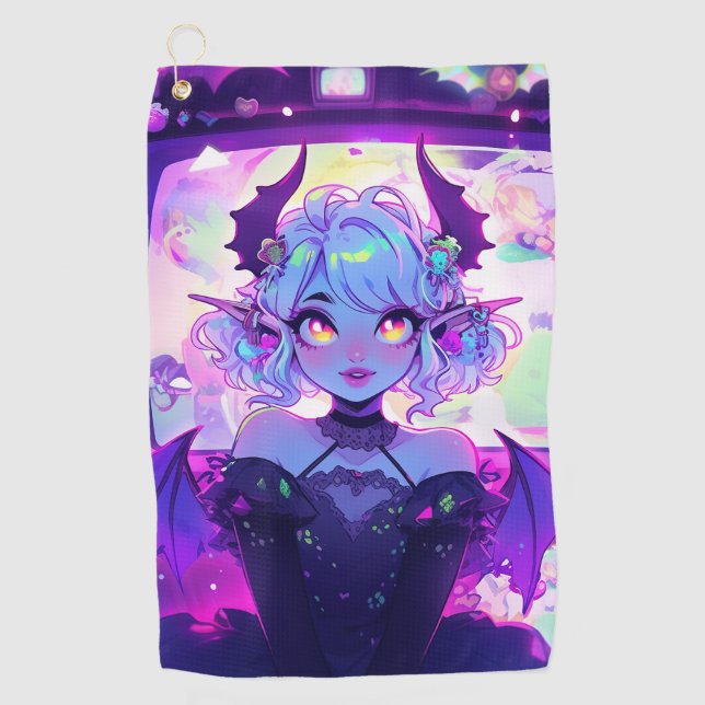 Serviette De Golf Gothique Cyberpunk Demon Imaginaire Anime Girl (Devant)