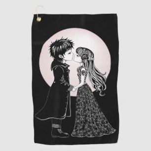 Serviette De Golf Gothique Emo Enfants Kiss Valentine's Day