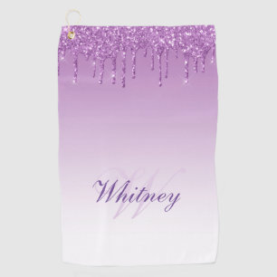 Serviette De Golf gouttes élégantes de parties scintillant violet mo