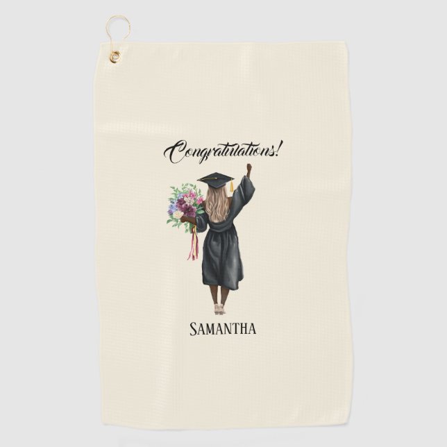 Serviette De Golf Graduation de l'aquarelle personnalisée (7) (Devant)