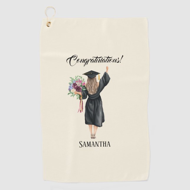 Serviette De Golf Graduation personnalisée de l'aquarelle (8) (Devant)