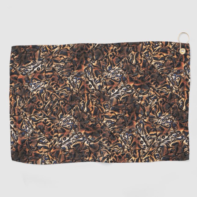 Serviette De Golf Grainy texture satiné brun gaufré et gris (Horizontal)