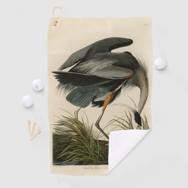 Serviette De Golf Grand Héron bleu d'Audubon Marais Oiseau (En situation)