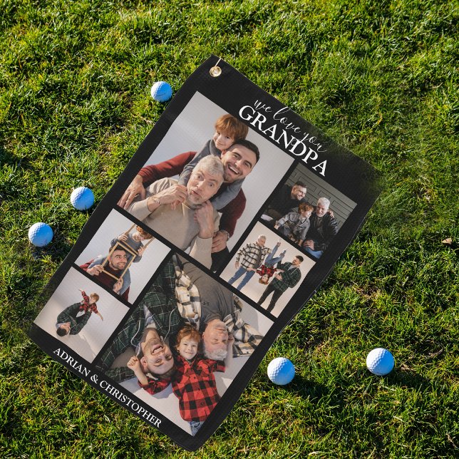 Serviette De Golf Grand-père moderne personnalisé | 6 Photo Golf Tow (Créateur téléchargé)