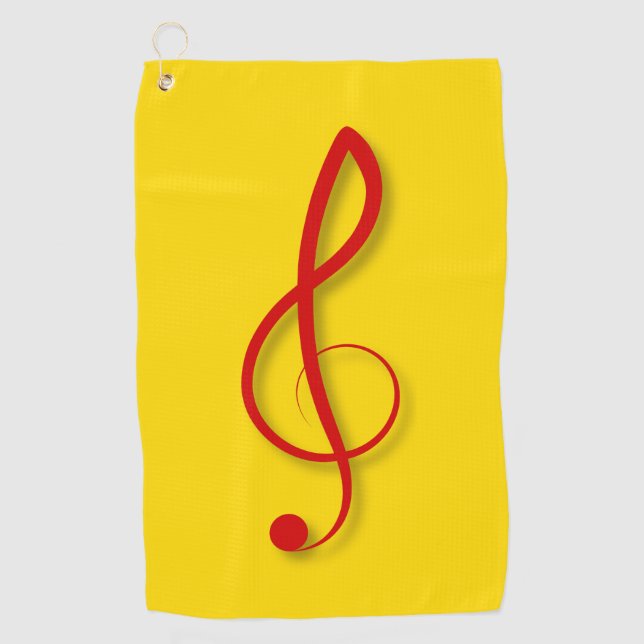 Serviette De Golf Grand symbole musical rouge de clef triple (Devant)