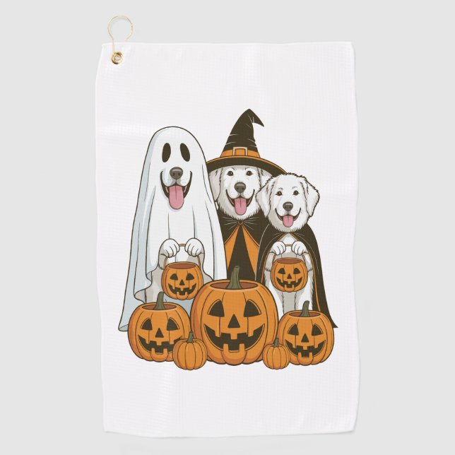 Serviette De Golf Grande Pyrenees Chien Fantôme Sorcière Halloween C (Devant)