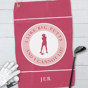 Serviette De Golf Grands Putt Drôle Golfeuse Moderne Rouge Magenta