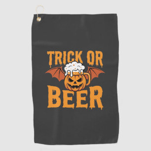 Serviette De Golf Graphisme de chauve-souris de citrouille de bière