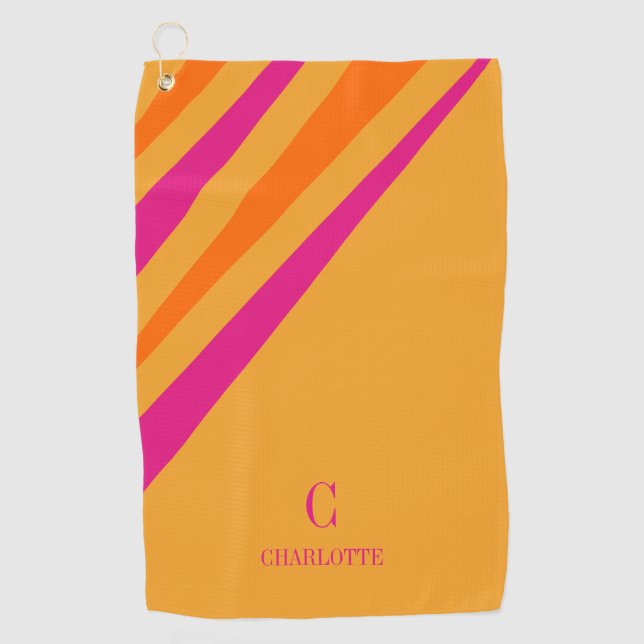 Serviette De Golf Gras Retro Grandes Pink Orange Mustard (Devant)