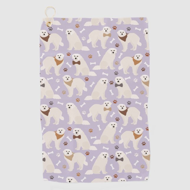 Serviette de golf Great Pyrenees Paws and Bones (Devant)