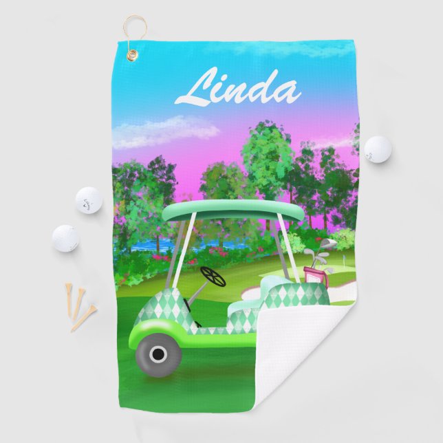 Serviette De Golf Green Golf Diamond Sunset Parcours Personnaliser S (En situation)