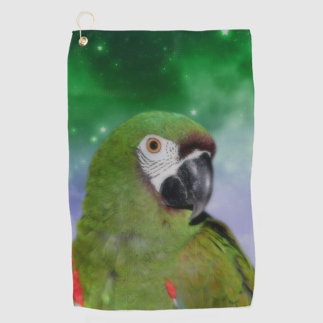 Serviette De Golf Green Severe Macaw Parrot Oiseau Art  (Devant)