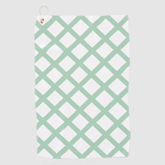 Serviette De Golf Green White Checker Diamond Pattern (Devant)