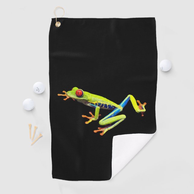 Serviette De Golf Grenouille à feuilles rouges (En situation)