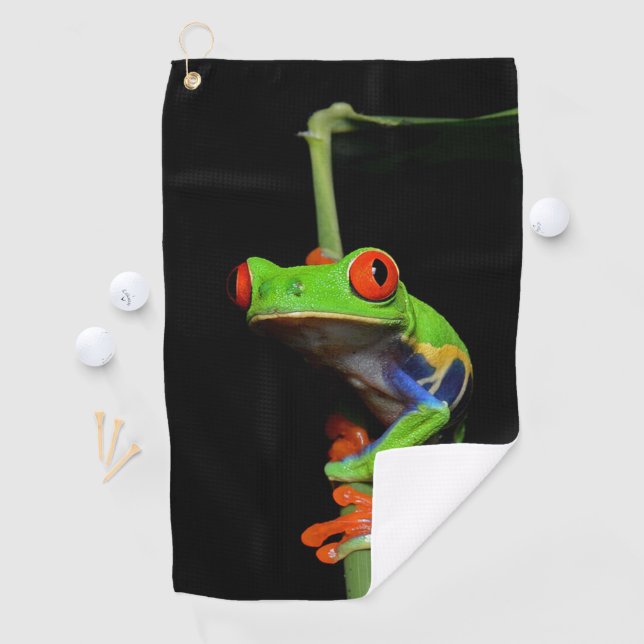 Serviette De Golf Grenouille à feuilles rouges (En situation)