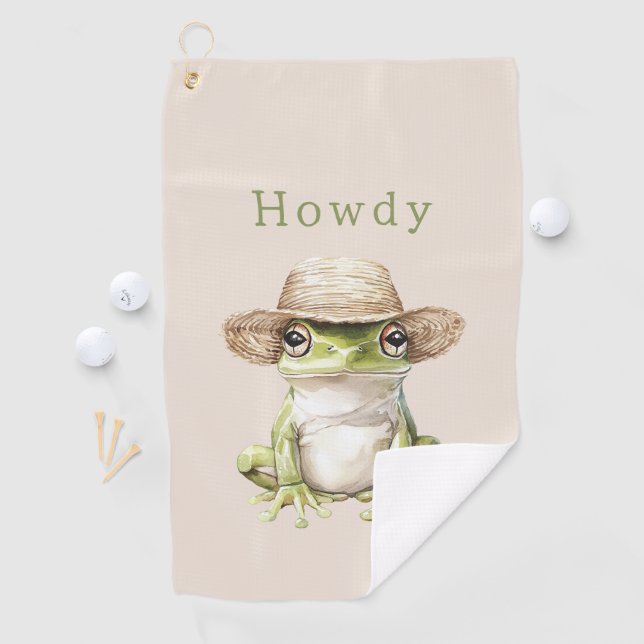 Serviette De Golf Grenouille verte avec chapeau (En situation)