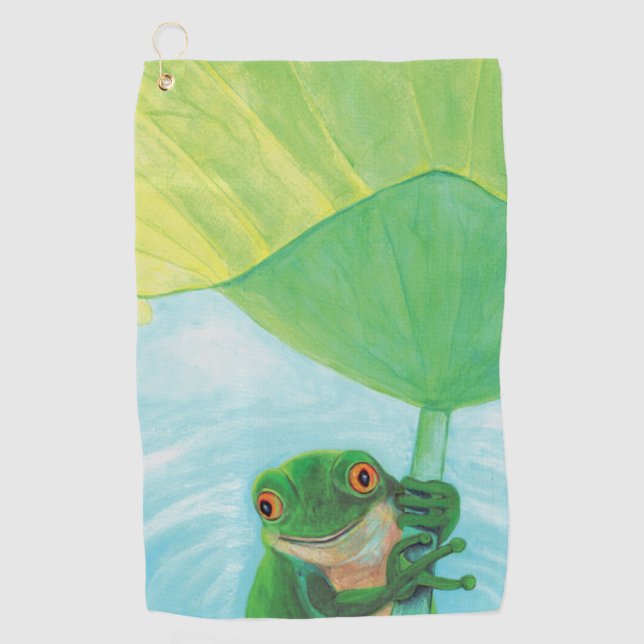Serviette De Golf Grenouille verte sous Pad Lily (Devant)