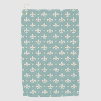 Serviette De Golf Grey Fleur De Lis motif sur arrière - plan turquoi