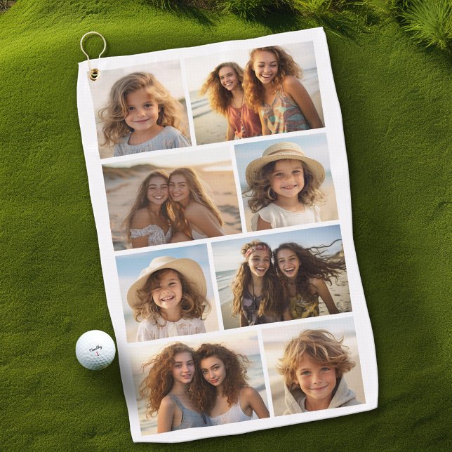Serviette De Golf Grille photo minimal 8 - Blanc (Custom Golf Towel with Photo Collage)