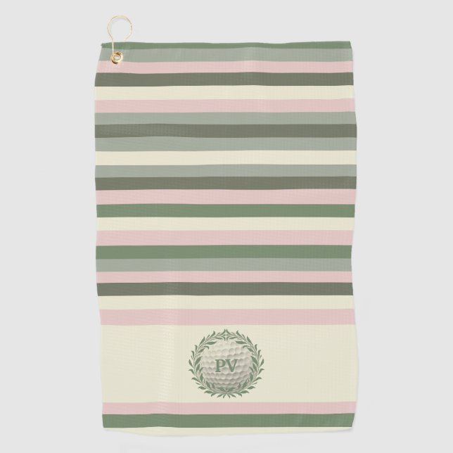 Serviette De Golf Grille rose moderne Monogramme (Devant)