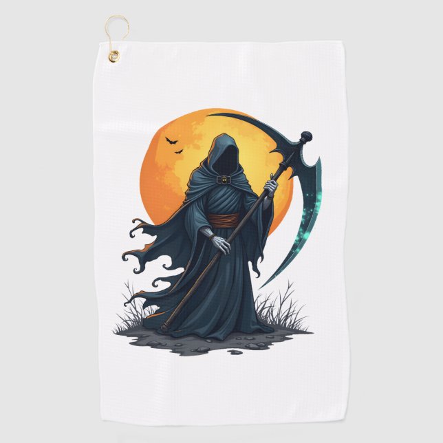 Serviette De Golf Grim Reaper avec Scythe - Scandale Chemise Hallowe (Devant)