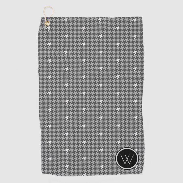 Serviette De Golf Gris avec Accent Argent Houndstooth Golf Towne (Devant)
