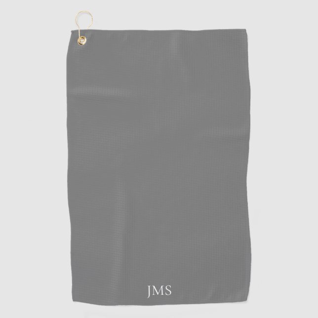 Serviette De Golf Gris Élégant Monogramme (Devant)