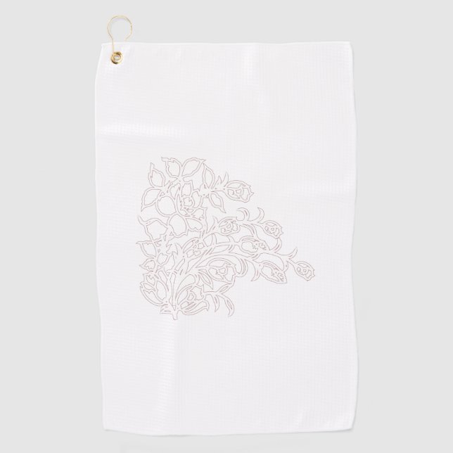 Serviette De Golf Gris pâle, Lait Blanc, design floral (Devant)