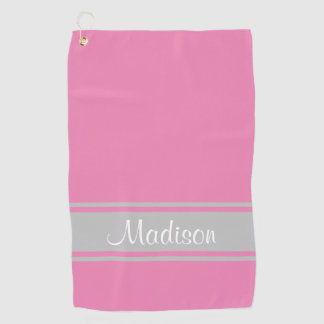 Serviette De Golf Gris rose uni Nom du script