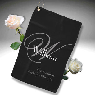 Serviette De Golf Groomsman Cadeau Élégant Monogramme Nom Cool class