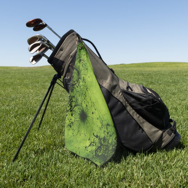 Serviette De Golf Grunge vert citron avec accents noirs (Vert)