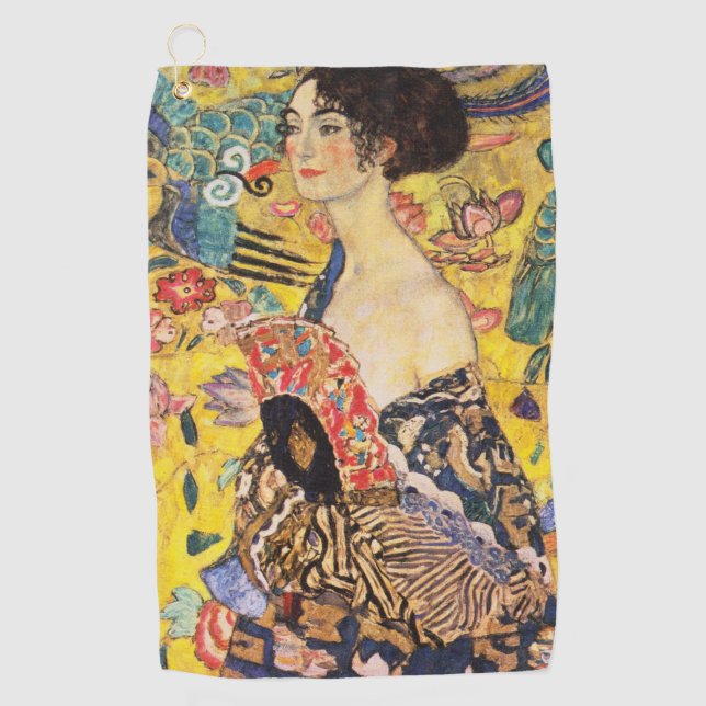 Serviette De Golf Gustav Klimt Dame avec éventail (Devant)