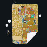 Serviette De Golf Gustav Klimt Exécution Nouveau Couple<br><div class="desc">Gustav Klimt,  Fulfillment 1910-1911 Couple Art Nouveau avec la signature de Klimt design tourbillonnant et belle peinture or.</div>
