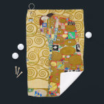 Serviette De Golf Gustav Klimt Exécution Nouveau Couple<br><div class="desc">Gustav Klimt,  Fulfillment 1910-1911 Couple Art Nouveau avec la signature de Klimt design tourbillonnant et belle peinture or.</div>