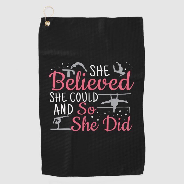 Serviette De Golf Gymnastique féminine - Elle Croyait Qu'Elle Pourra (Devant)