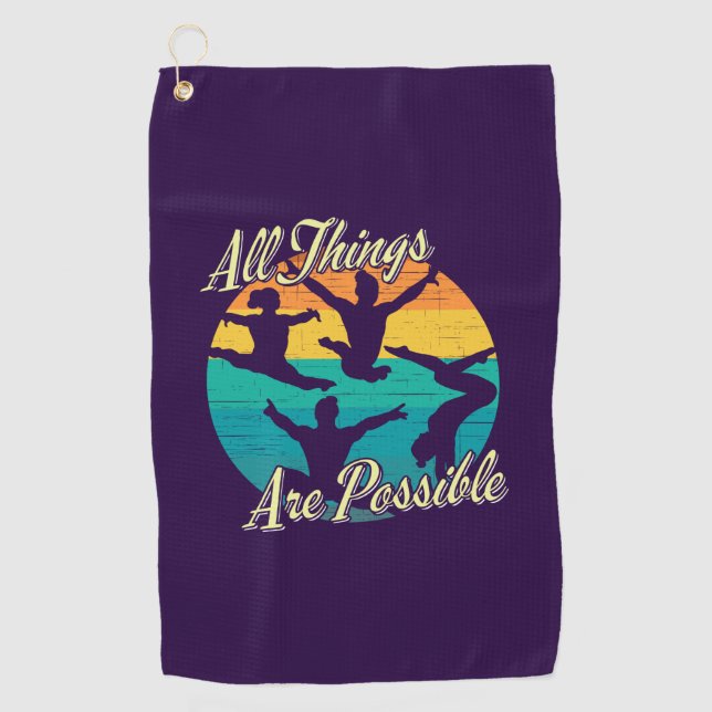 Serviette De Golf Gymnastique Féminine - Tout est Possible (Devant)