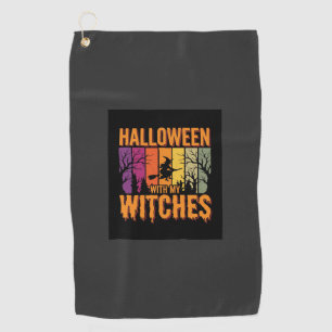 Serviette De Golf Halloween Avec Mes Sorcières Rétro Coucher De Sole