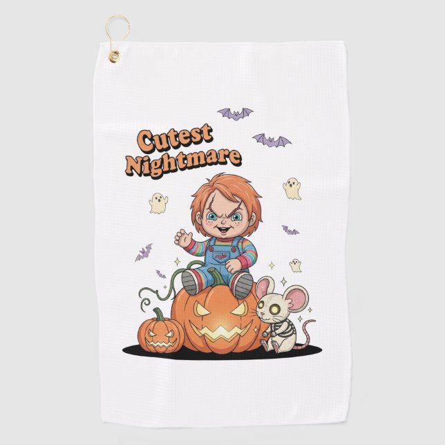 Serviette De Golf Halloween cinglé de cauchemar (Devant)